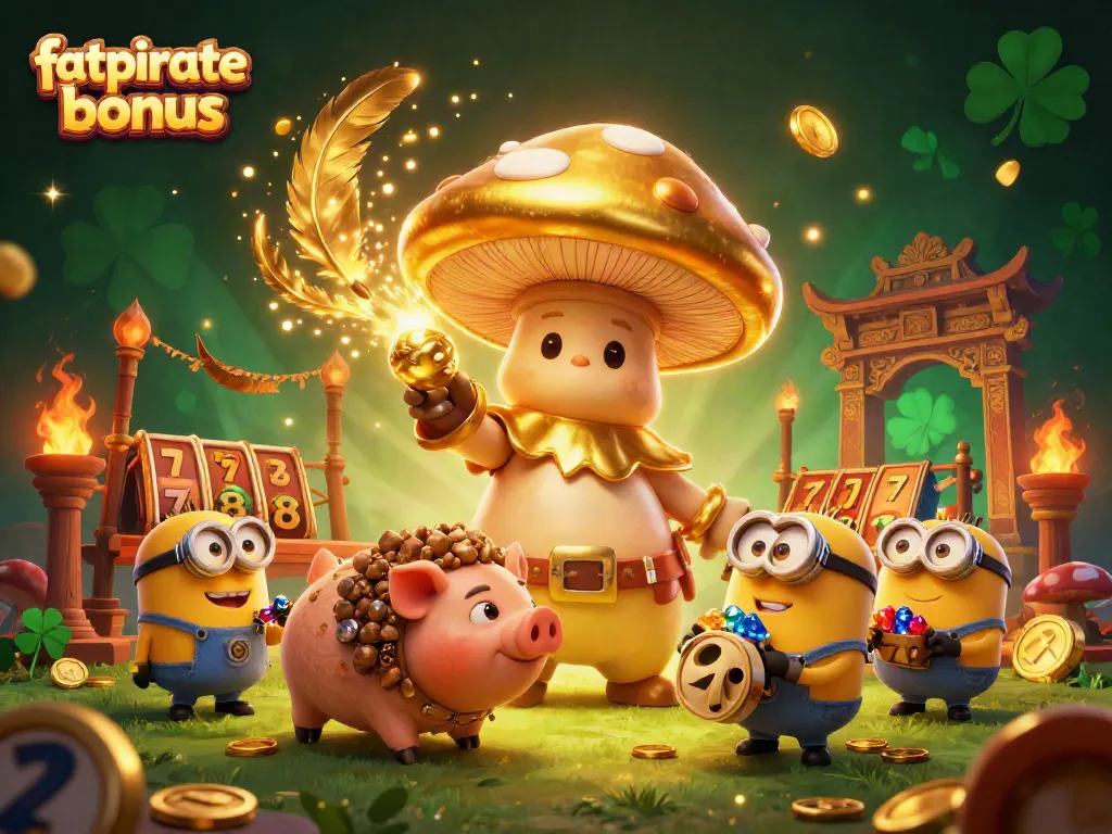 Spin to win with fatpirate bonus at this vibrant casino scene filled with treasures!