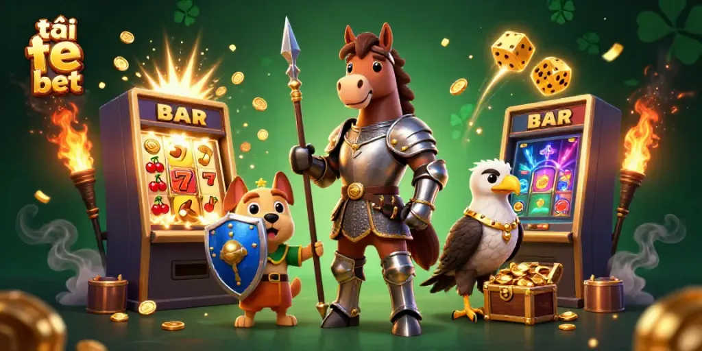 Experience excitement with vibrant 3D visuals featuring the "tải fe bet" theme and jackpot elements.