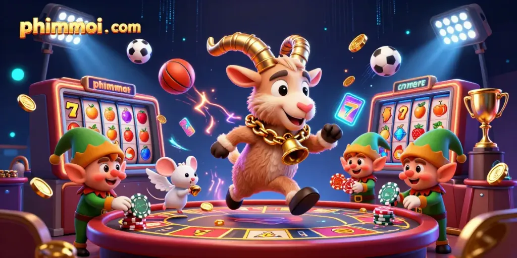 Experience thrilling slots action at phimmoi . com with festive characters in a spooky casino scene.
